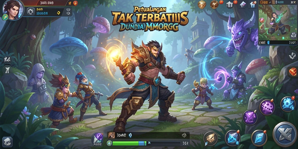 Tangkapan layar menampilkan aksi seru dalam gameplay MMORPG 34R.
