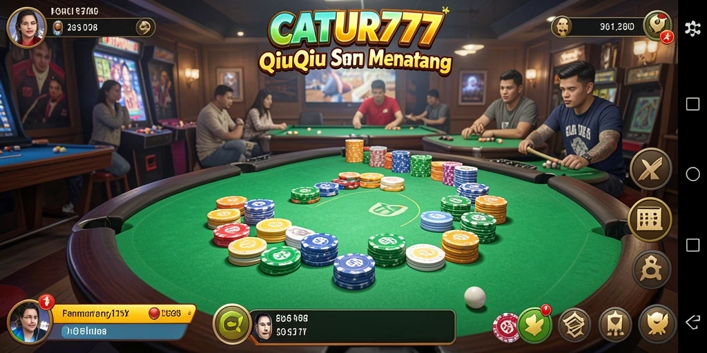 Tampilan gameplay CATUR777 dengan aksi seru permainan QiuQiu.