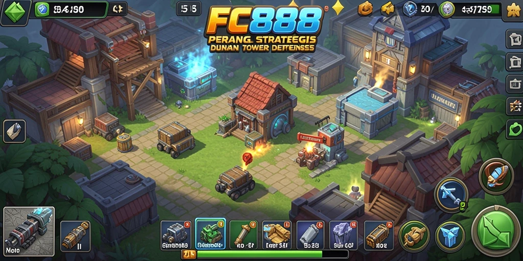 Tangkapan layar menunjukkan aksi seru dalam FC888 Tower Defense.