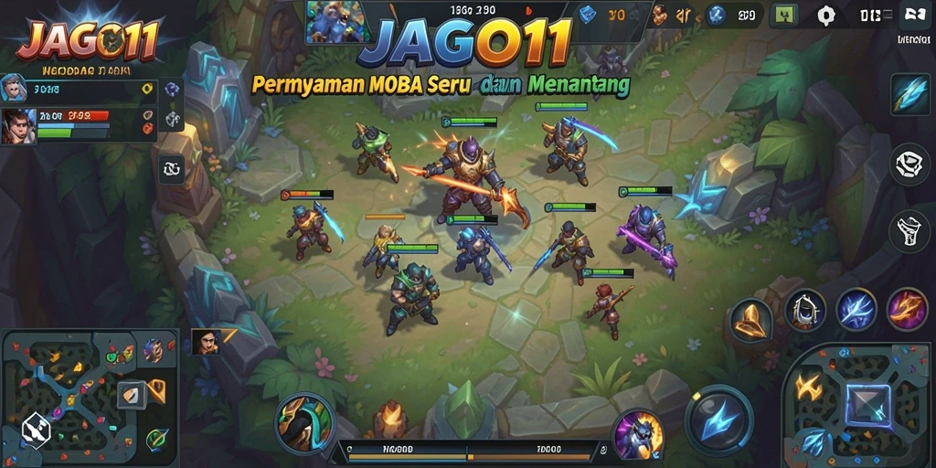 Screenshot dari gameplay seru di JAGO11 yang menampilkan karakter hero dalam aksi.