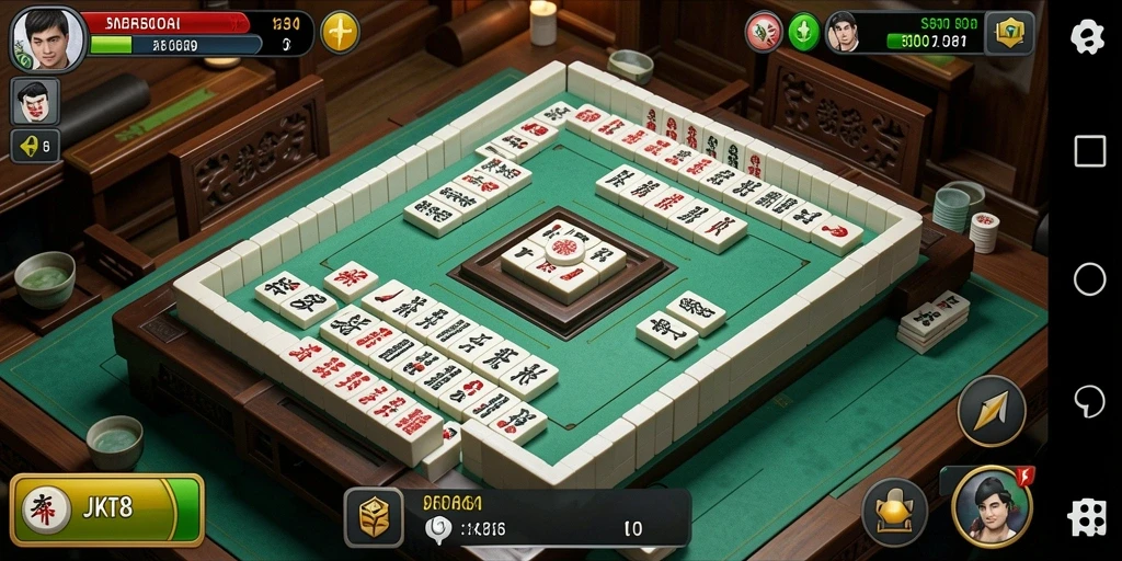 Screenshot utama JKT8 menunjukkan gameplay Mahjong yang seru dan menantang.