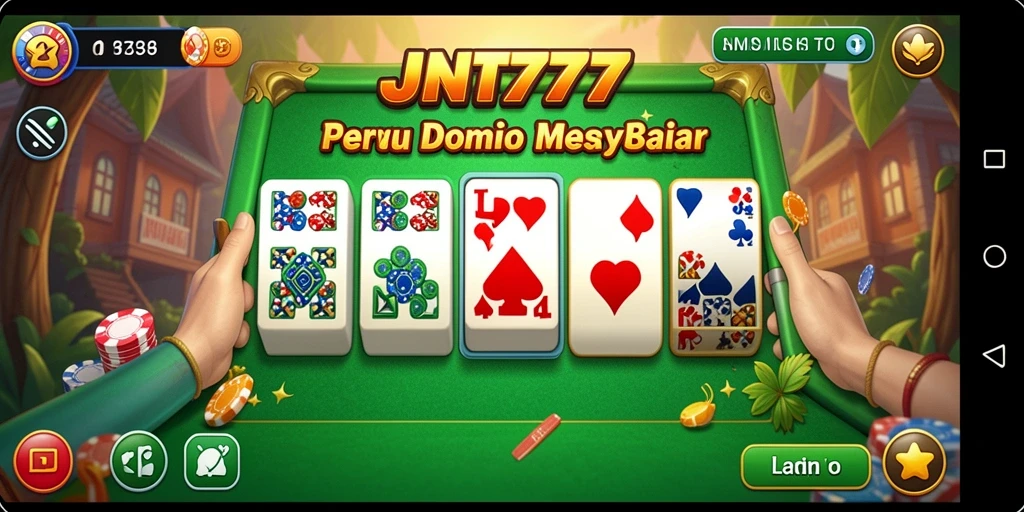 Screenshot JNT777 menampilkan aksi seru permainan Domino.