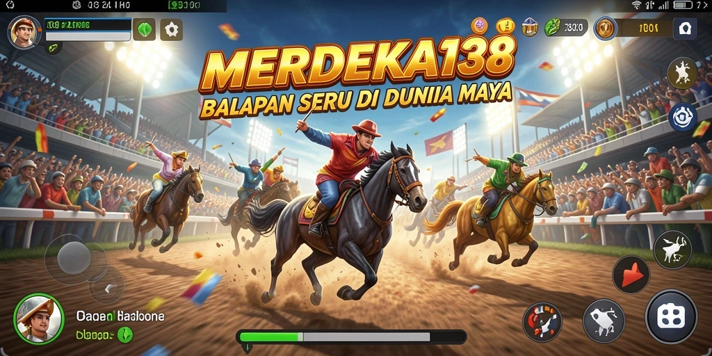 Screenshot dari gameplay balapan yang menegangkan di MERDEKA138.