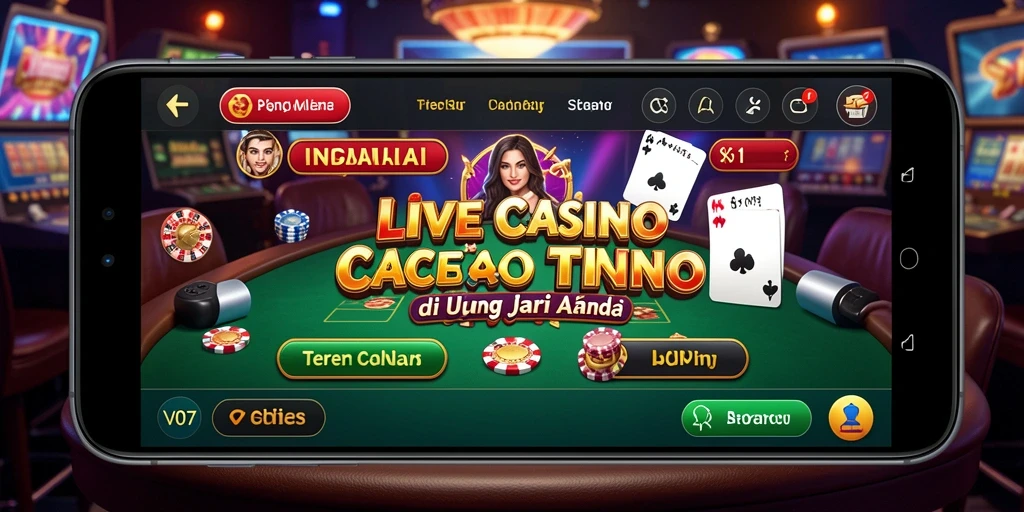 Screenshot V07 menunjukkan dealer langsung dan permainan kasino yang menarik.