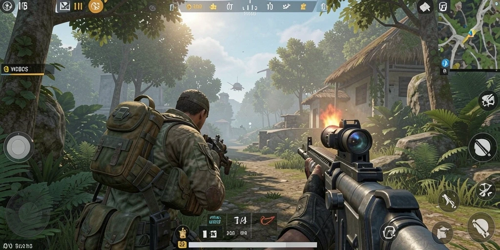 Tangkapan layar menunjukkan aksi seru dalam gameplay FPS.