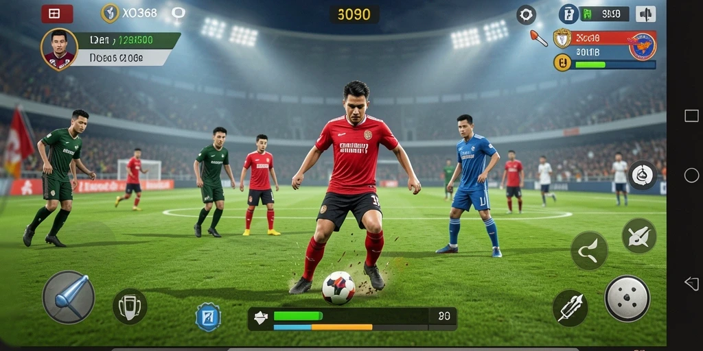 Menampilkan aksi seru pertandingan sepak bola di XO368.